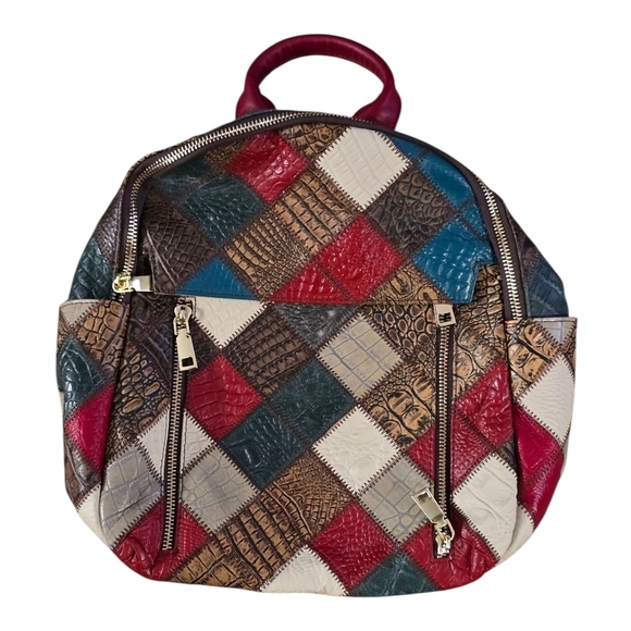 Cobbler Legend Colorful Patchwork Leather Backpack Retro Purse Bag main image 8